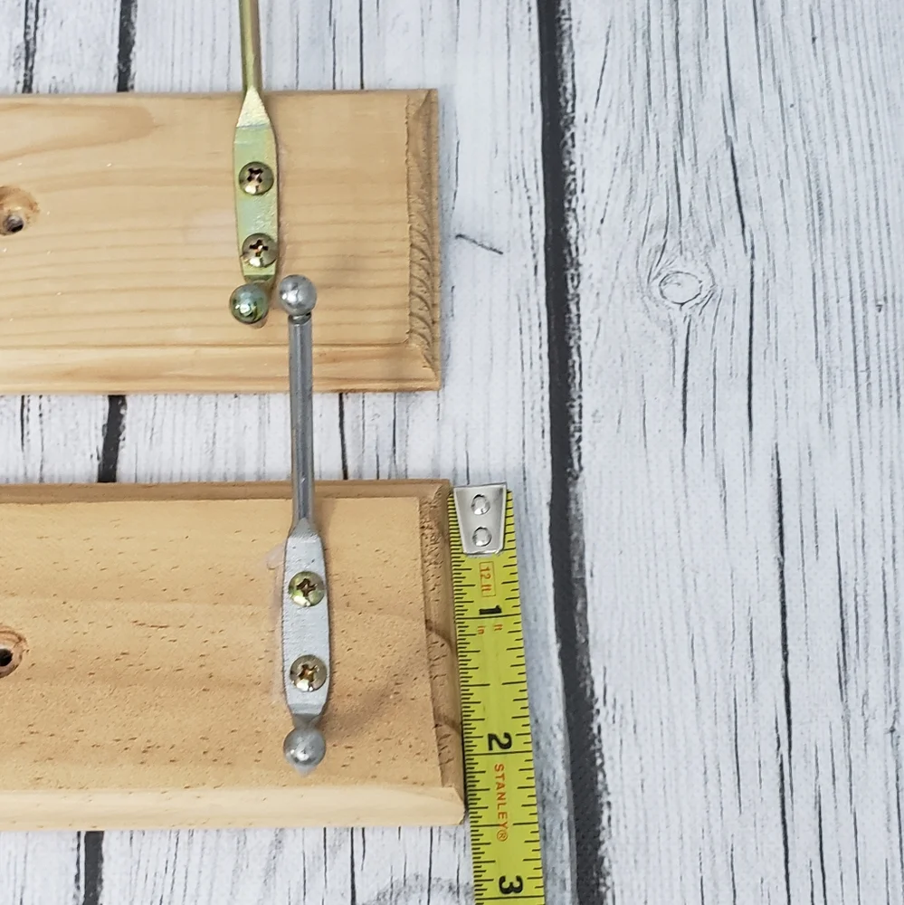 2 Wooden Hook Boards 4 Iron Hooks